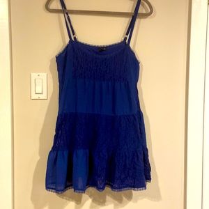 Midnight blue lace nightie with bow details on the back